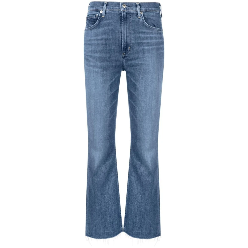 Citizens of Humanity Blå Cropped Jeans med Logo Patch Blue, Dam