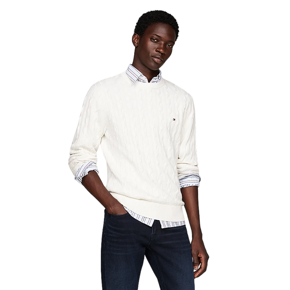 Tommy Hilfiger Retro-geïnspireerde Chain Knit Sweatshirt Room White Heren