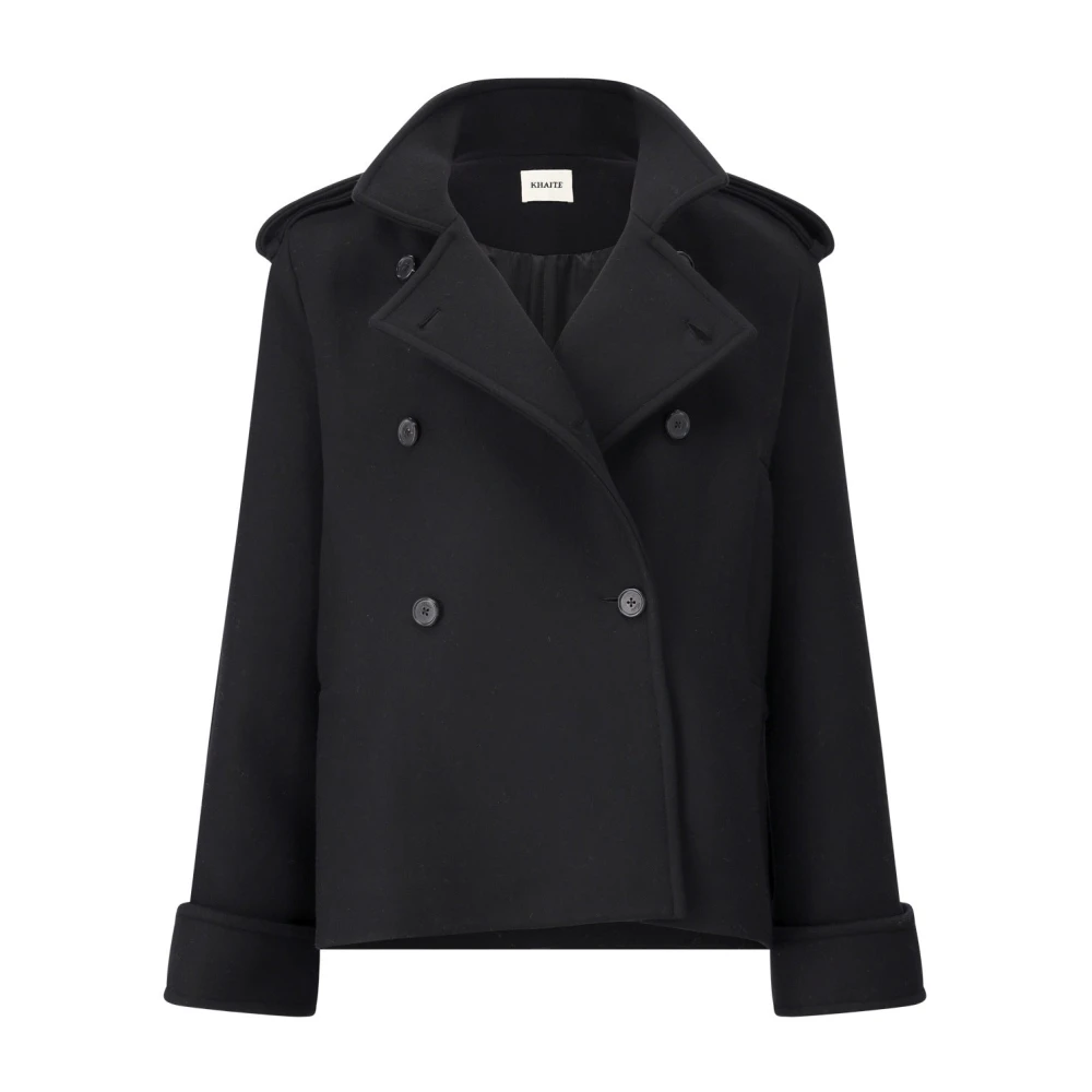 Khaite Women's Black Blazers, S, Structured Wool Blend Coat