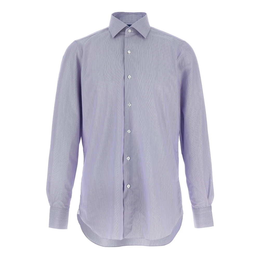 Finamore - Camisa De Algodón A Rayas Napoli - Shirts - Hombre - Azul - 4XL