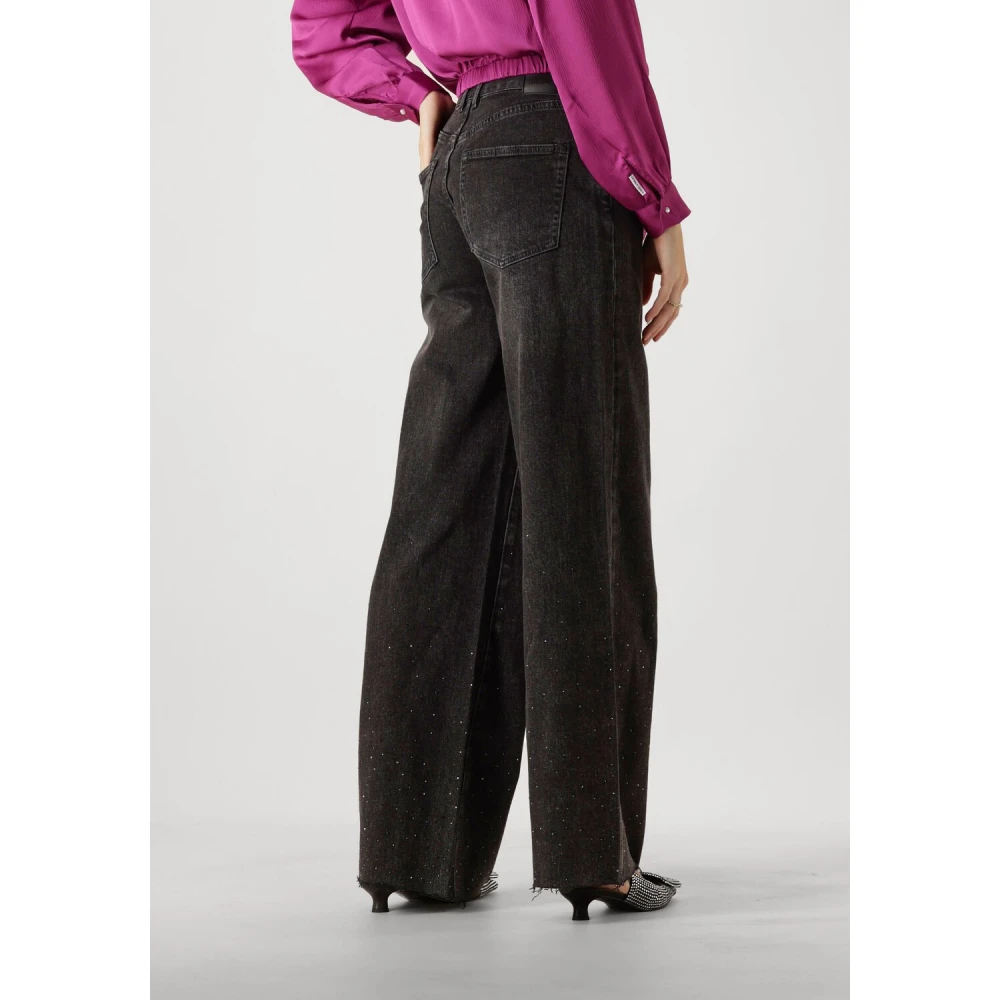 Catwalk Junkie Metallic Strass Loose Fit Jeans Black Dames