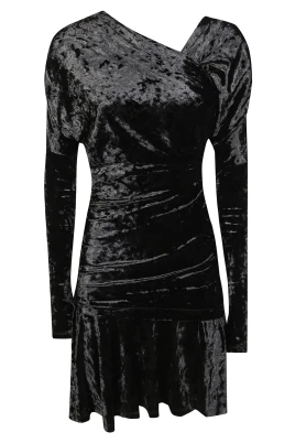 Velour Jersey Crossover Ruched Mini Dress
