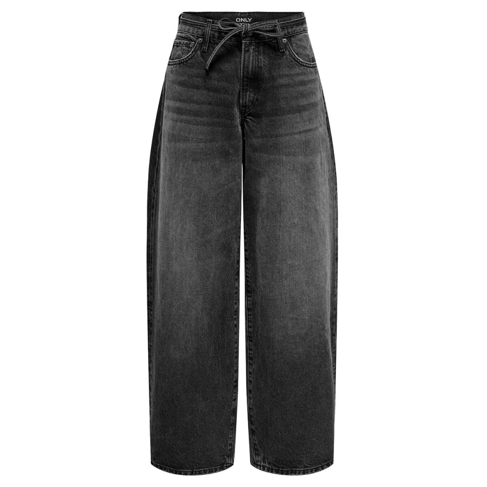 Only Straight Denim Jeans With Polka Dots - Female - Wide Jeans - Black - W31 L32 - Jeans