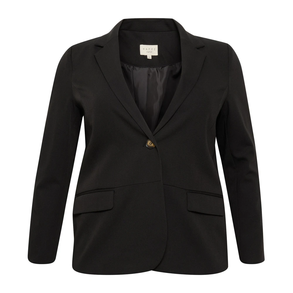 Kaffe Curve Women's Black Blazers, 7XL, Deep Blazer With V-Neck