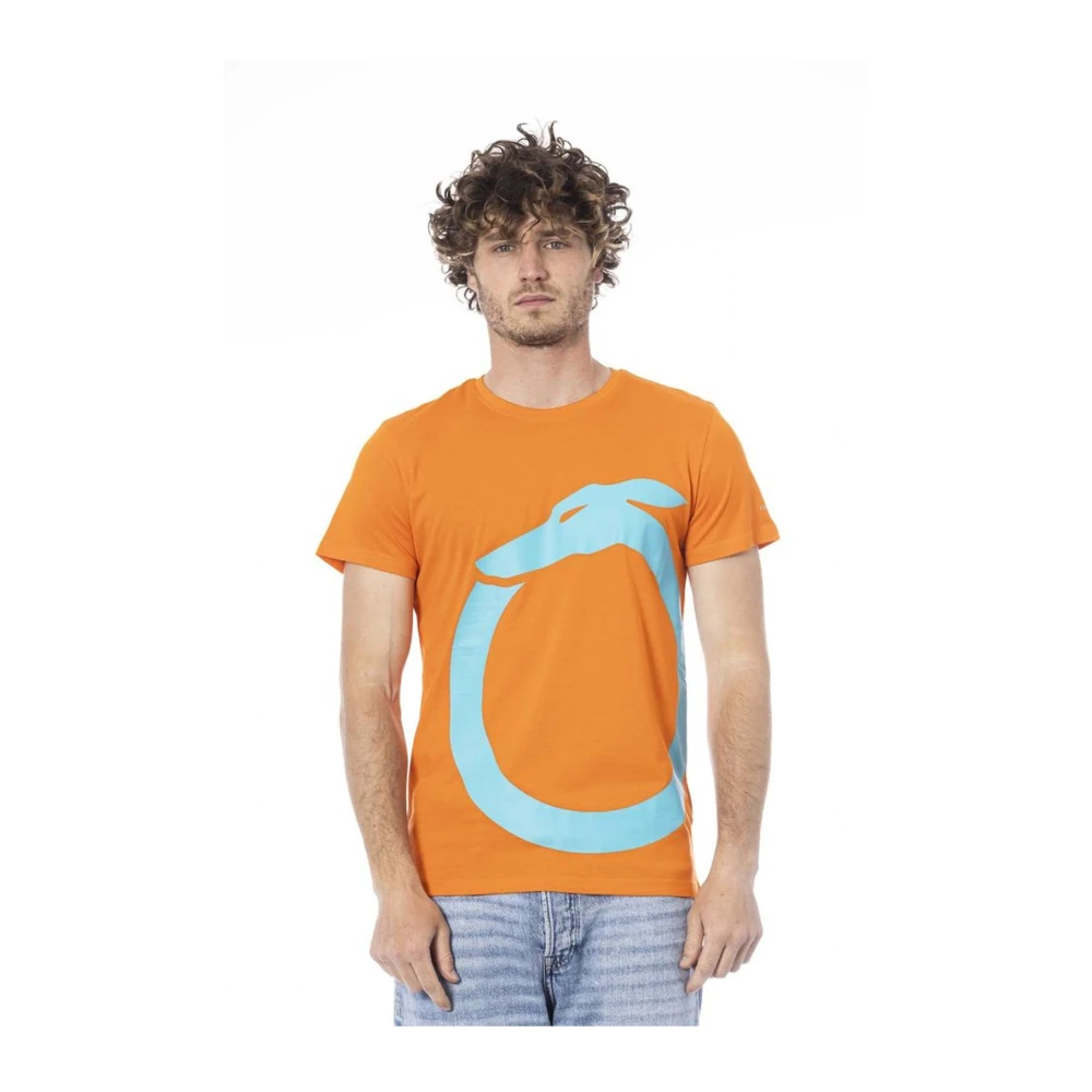 Trussardi Oranje Logo Print Katoenen T-shirt Orange Heren