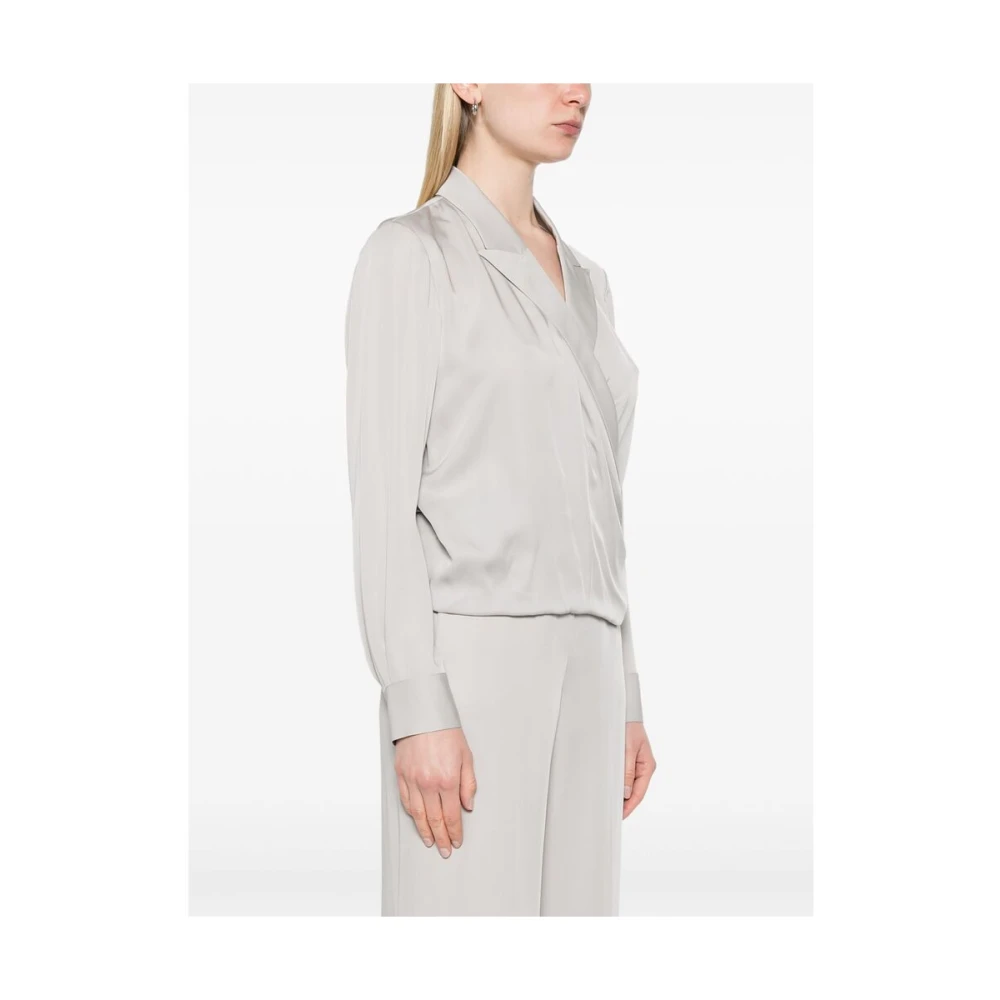 Theory Diepe V-hals Lange Mouw Shirt Gray Dames
