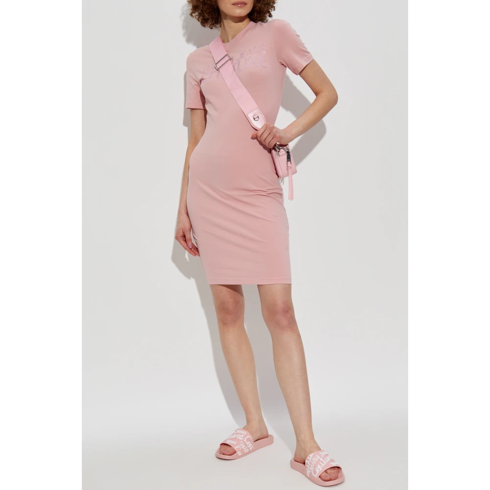 Versace Jeans Couture Jurk met glinsterende applicaties Pink Dames