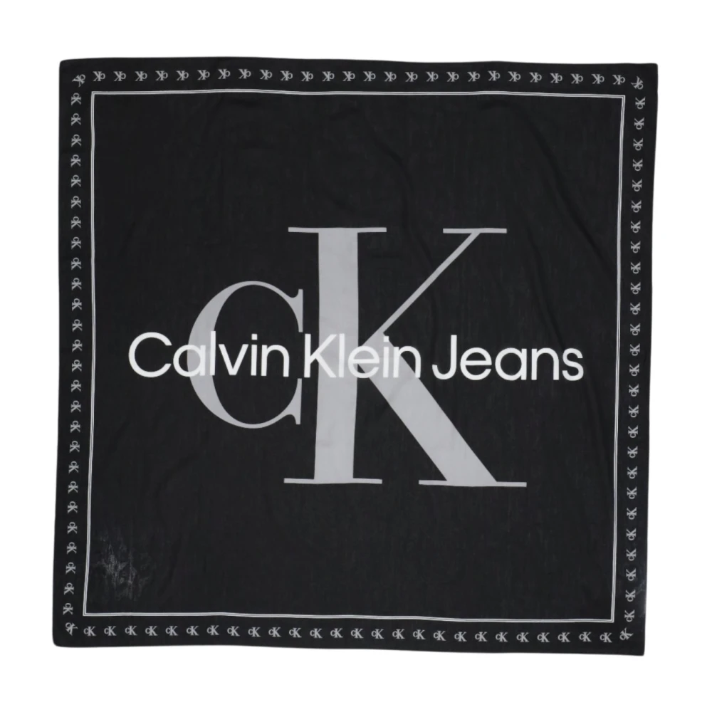 Calvin Klein Organisch Katoen Logo Sjaal Collectie Black Dames