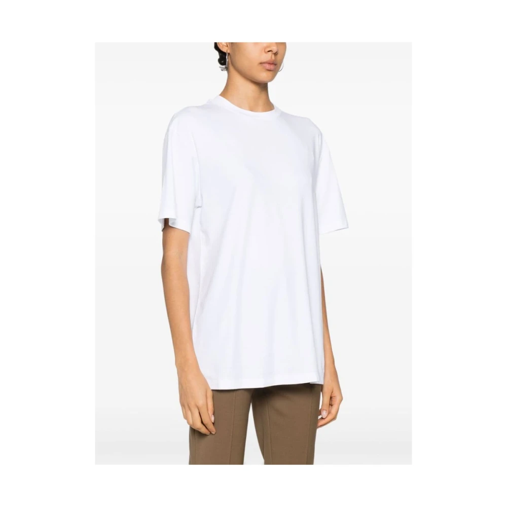 Mazzarelli Witte Jersey Crew Neck T-shirt White Dames