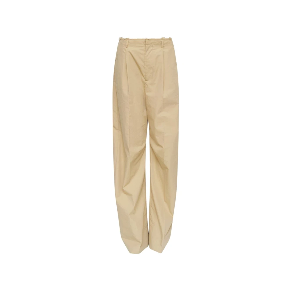 Mm6 Maison Margiela Women's Beige Tailored Trousers - Wide Trousers - S - Trousers