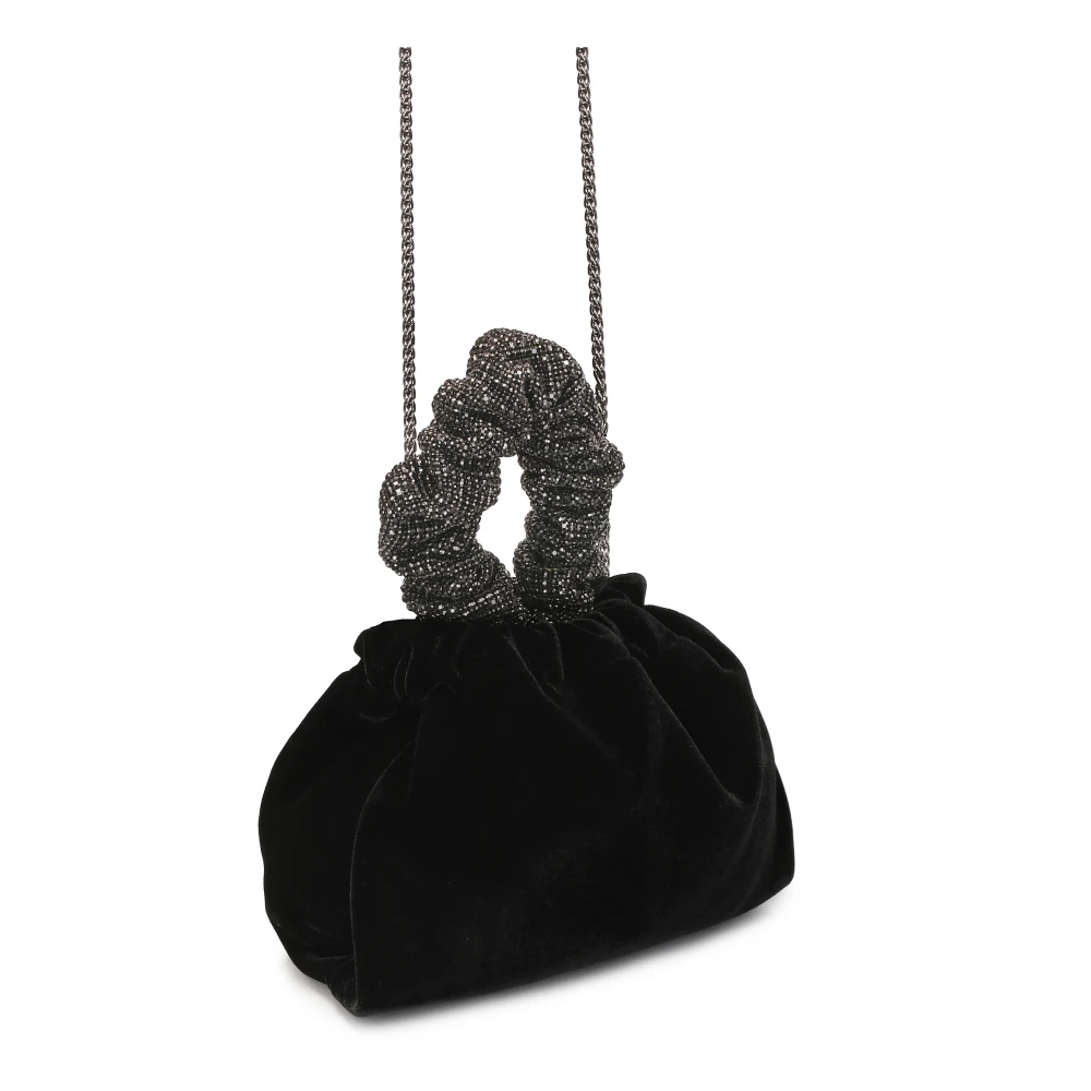 Kazar Zwarte stoffen handtas met versierd handvat Black Dames