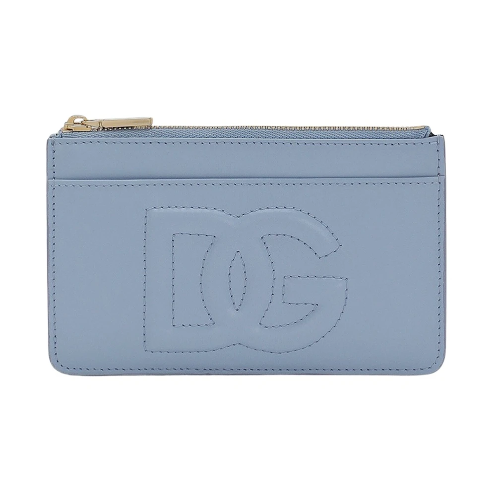 Dolce & Gabbana Leren Logo Portemonnee Blue Dames