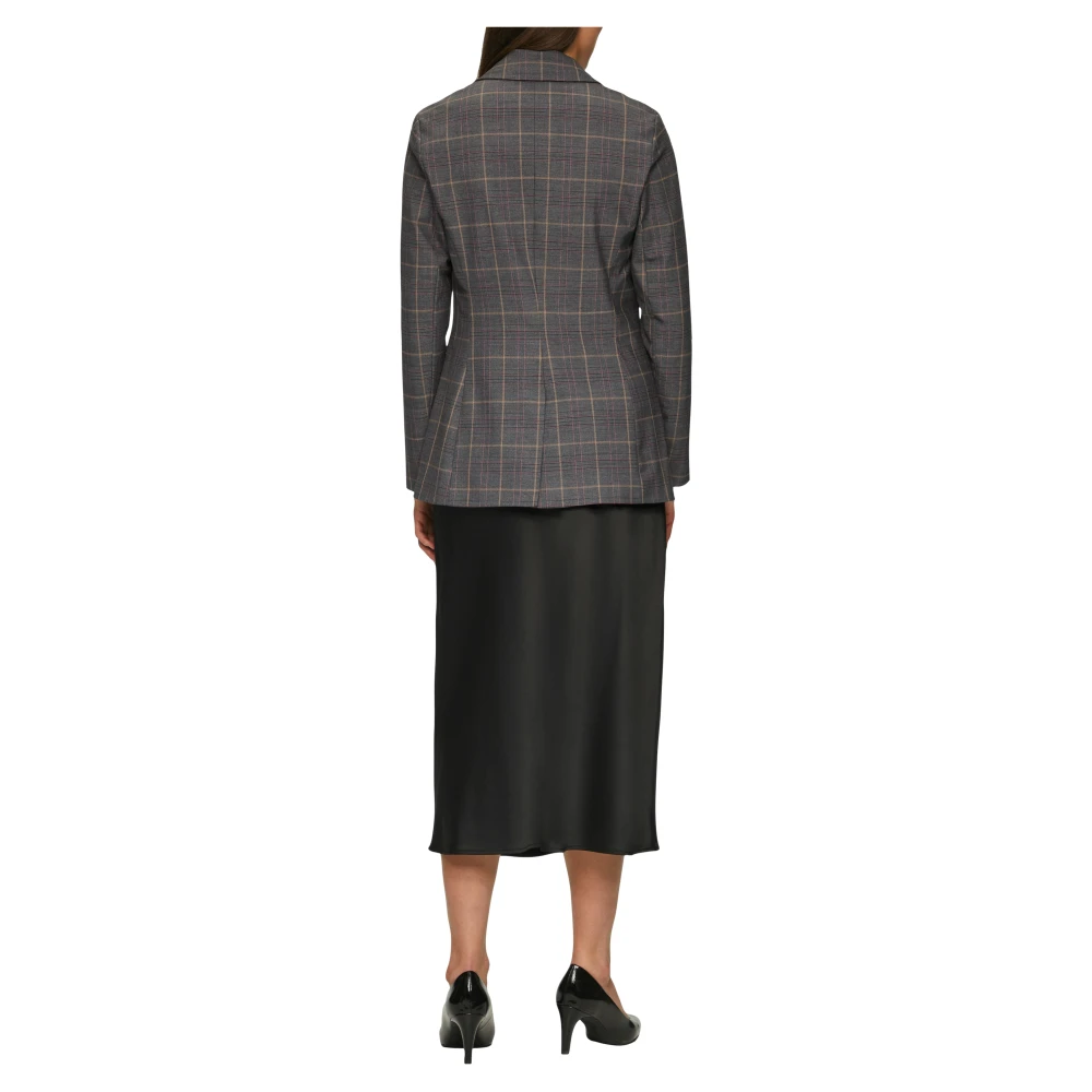 s.Oliver Slim Fit Geruite Blazer Jas Blue Dames