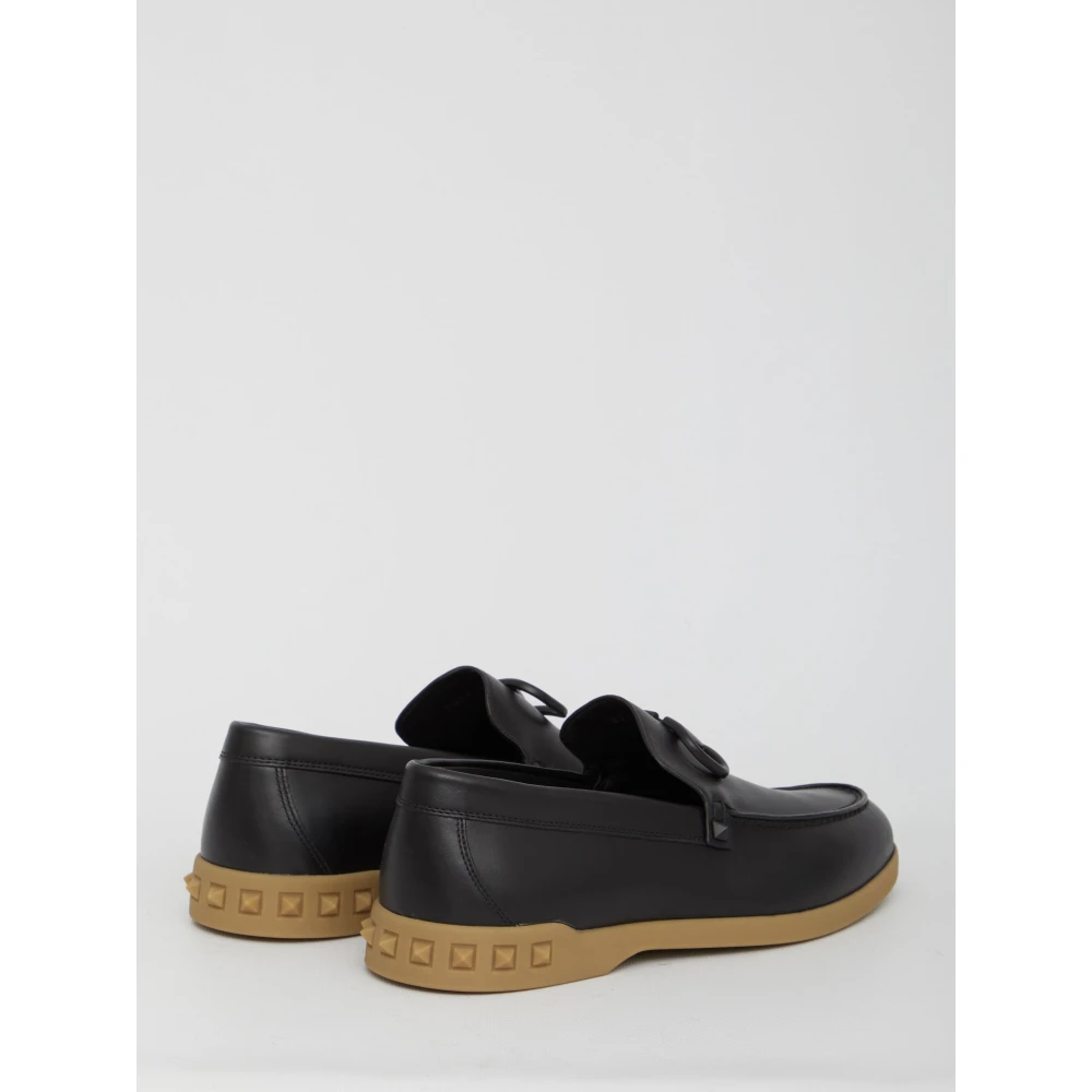 Valentino Garavani Zwarte Leren Loafer met VLogo Signature Black Heren