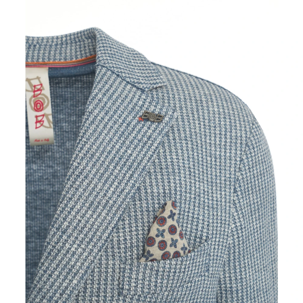 BOB Blauwe Linnen Blend Blazer 'Jake' Blue Heren