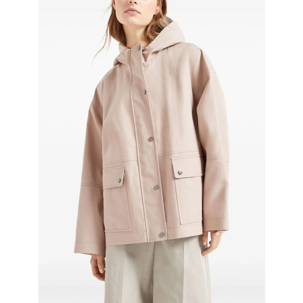 BRUNELLO CUCINELLI Roze Katoenen Regenjas met Capuchon Pink Dames
