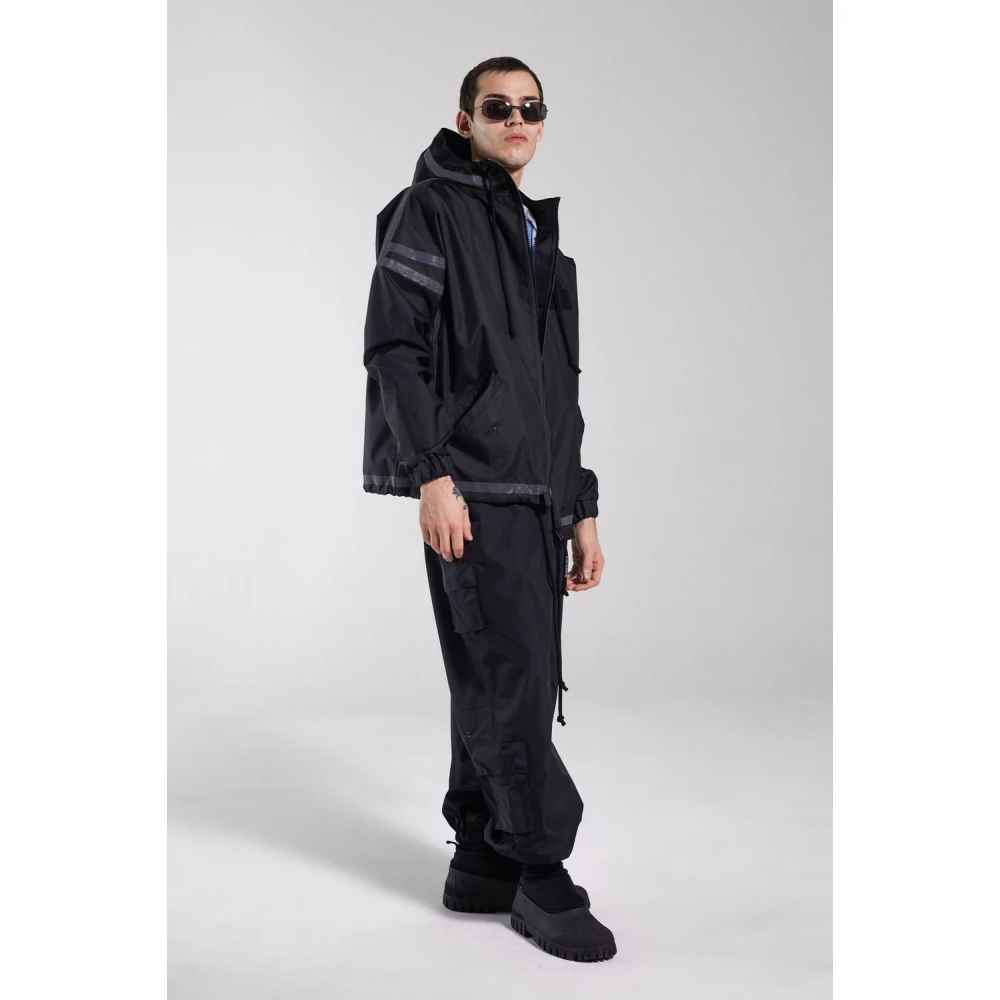 Stutterheim Korte capuchon regenjas met rits Black Heren