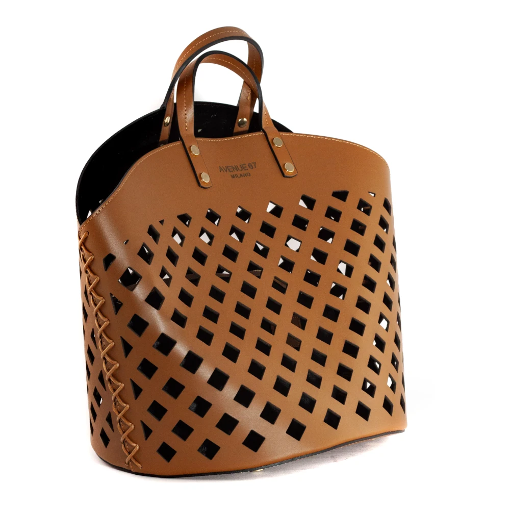 Avenue 67 Bruin leren shopper tas met geperforeerd ontwerp Brown Dames