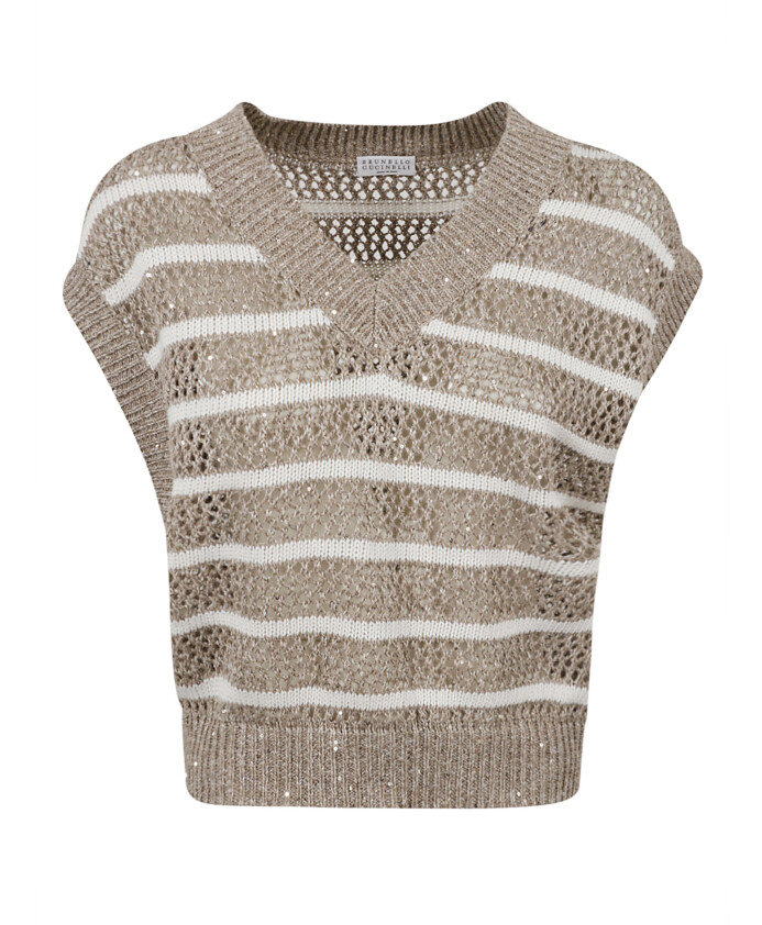 chic-sleeveless-striped-jacket