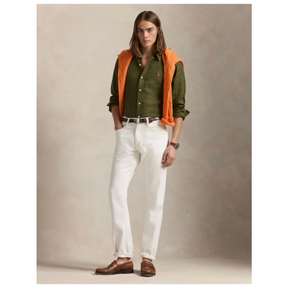 Polo Ralph Lauren Custom Fit Linnen Overhemd Green Heren