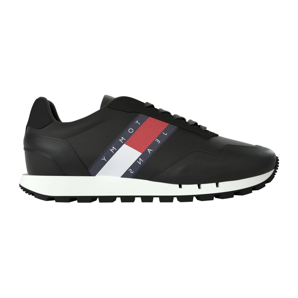 Tommy Jeans Retro RU Sneakers Kunstleer Heren Schoenen Zwart