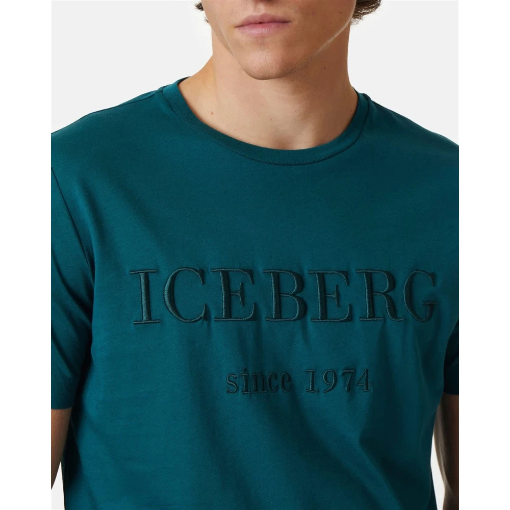 Iceberg Stijlvolle Petrol Tee met Branding Green Heren