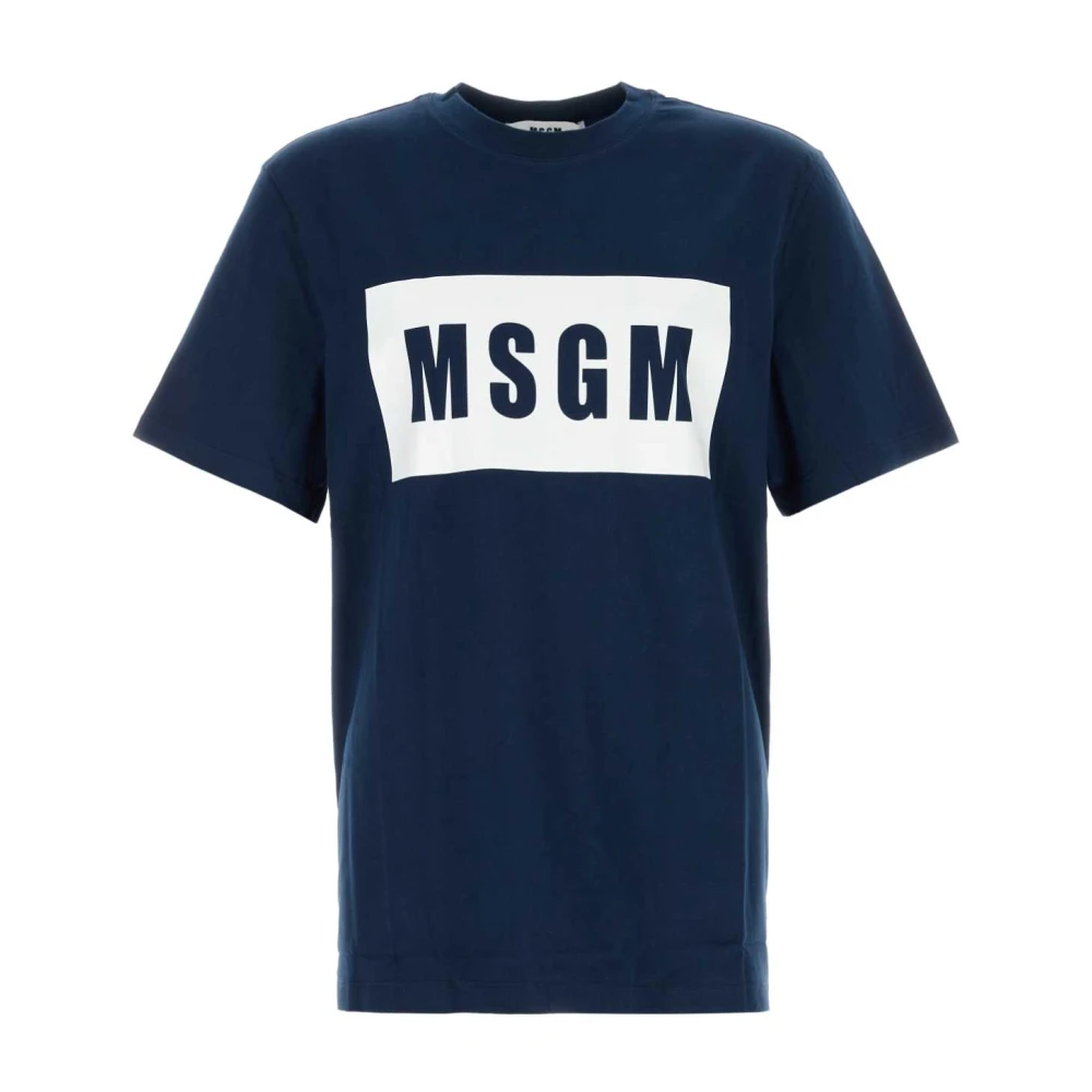 Msgm Men's Blue T-Shirts, Xl, Navy Cotton T-Shirt