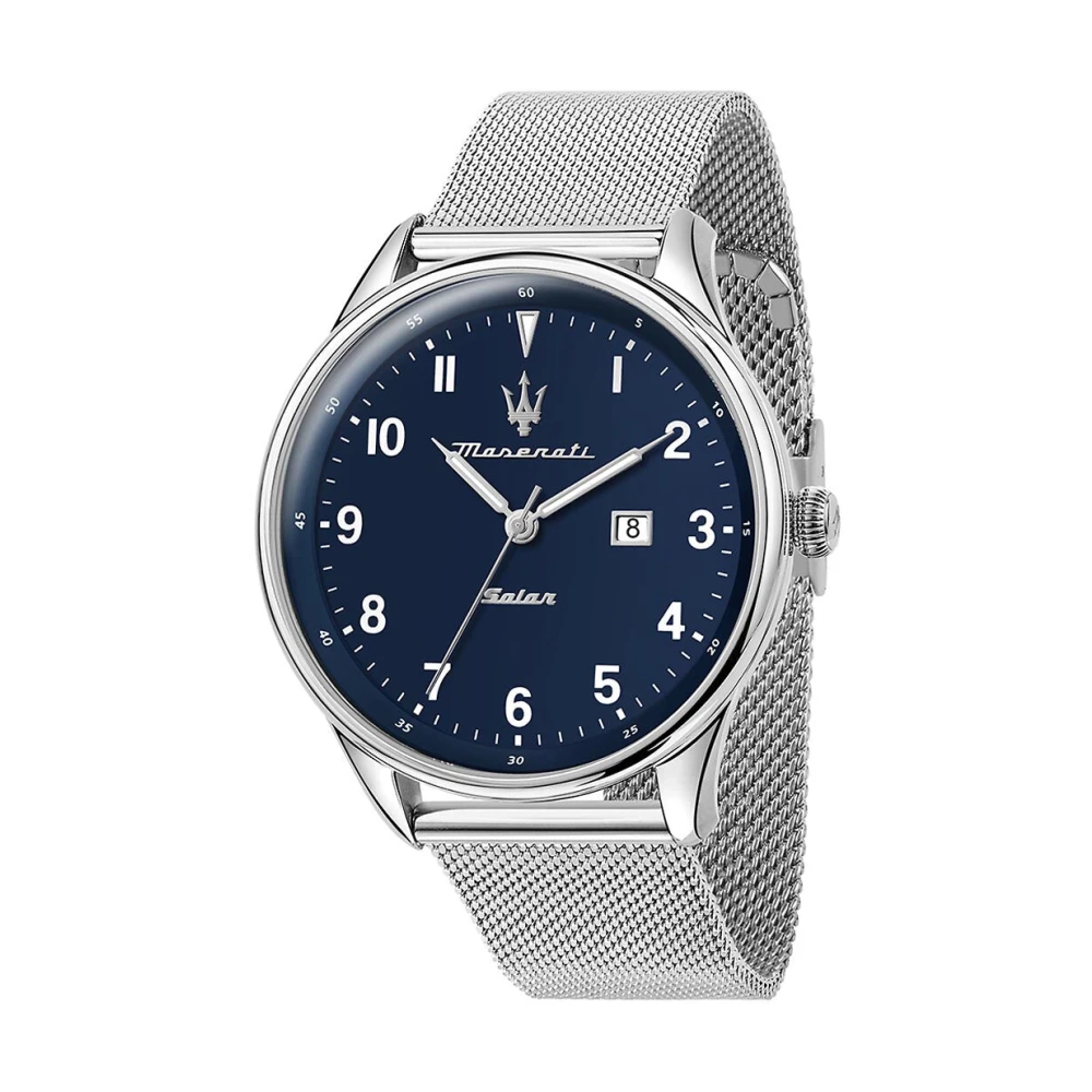 Maserati Men's Gray Watches, One Size, Tradizione Solar Watch Stainless Steel Blue