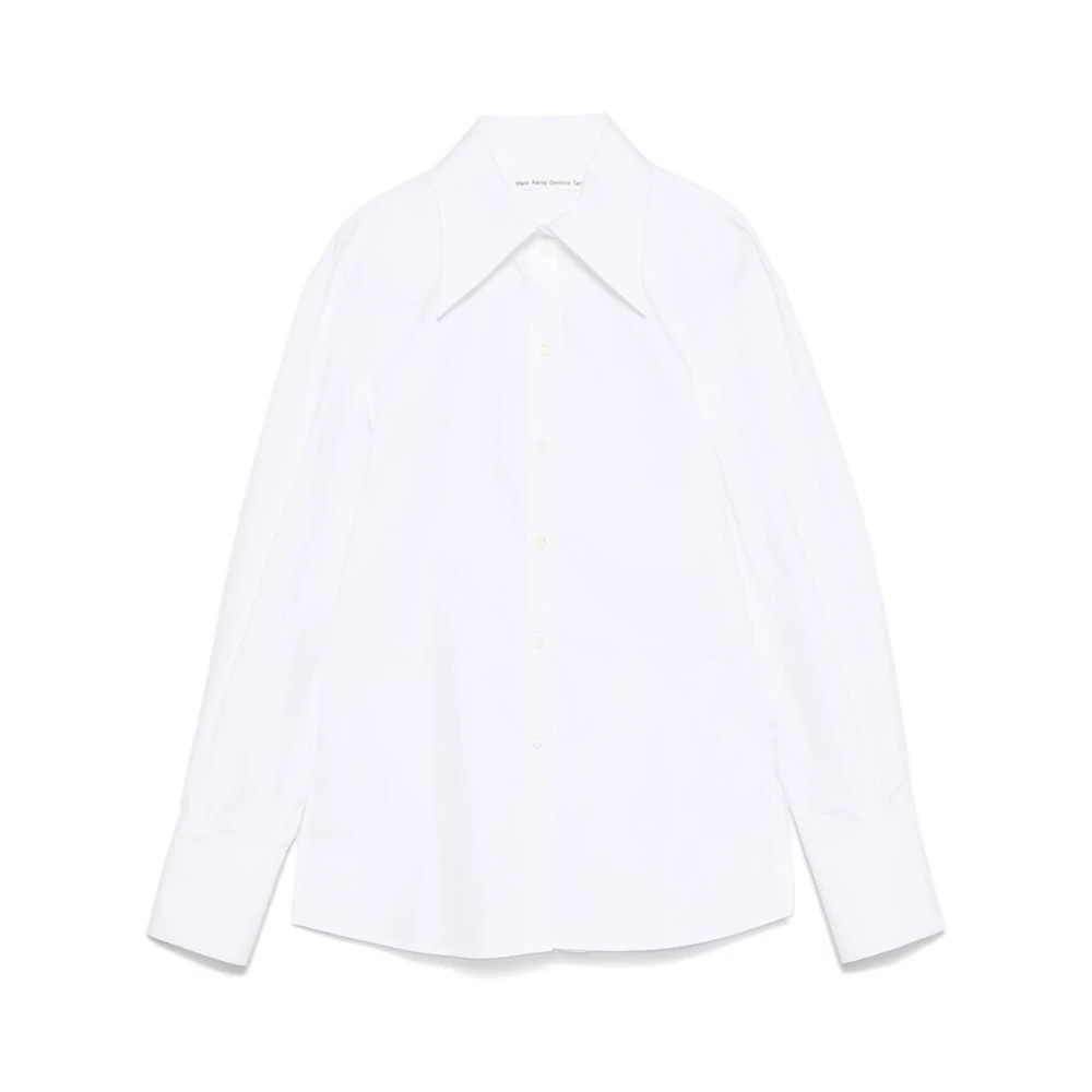 Mark Kenly Domino Tan Witte Button-Up Shirt met Dart Detailing White Dames