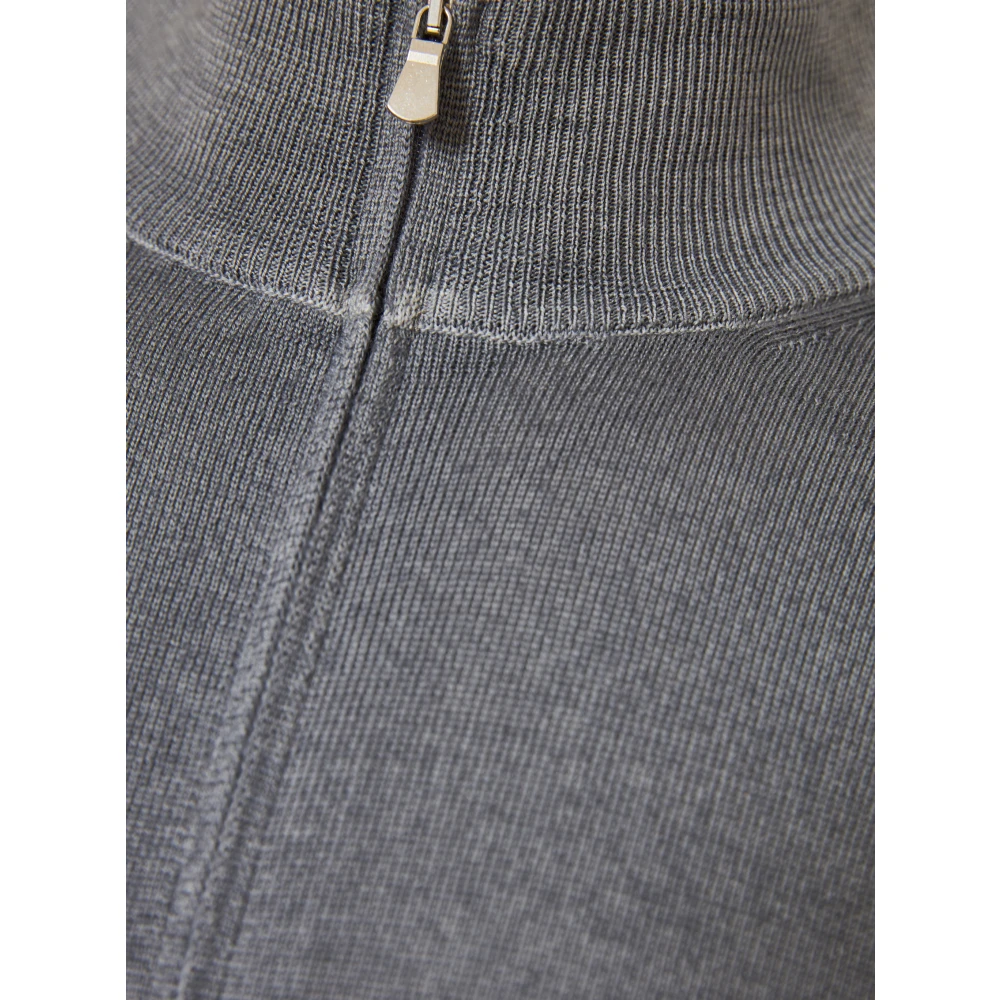 Barba Wollen cardigan met rits Made in Italy Gray Heren