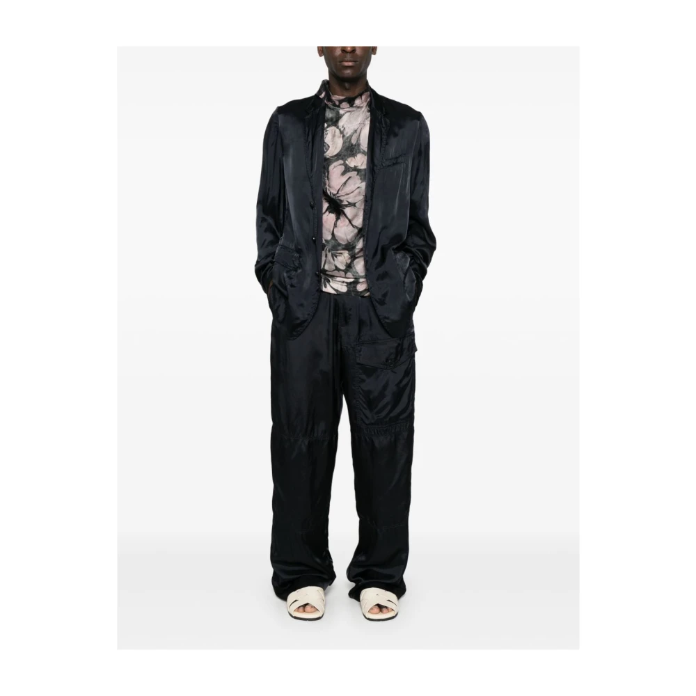 Dries Van Noten Navy Blauwe Jas Klassieke Stijl Blue Heren
