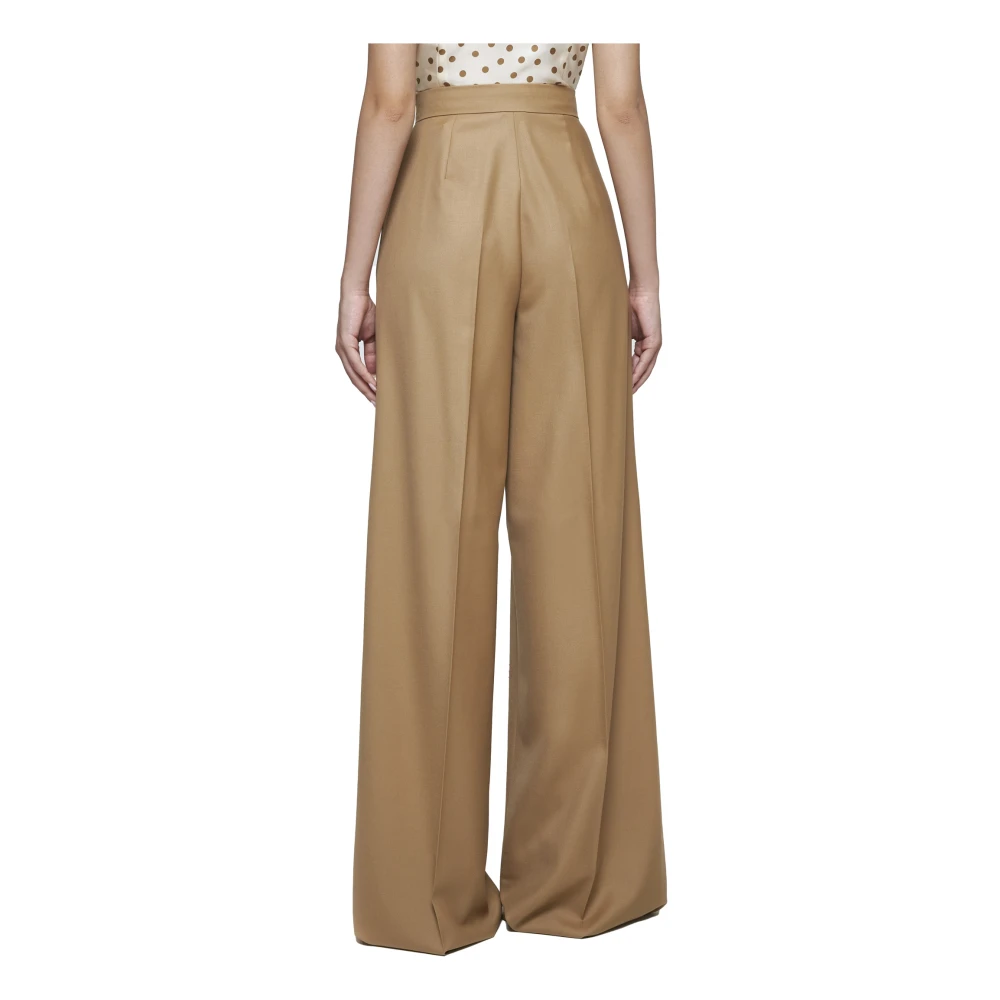Max Mara Palazzo Broek in Honing-Tint Wol Beige Dames
