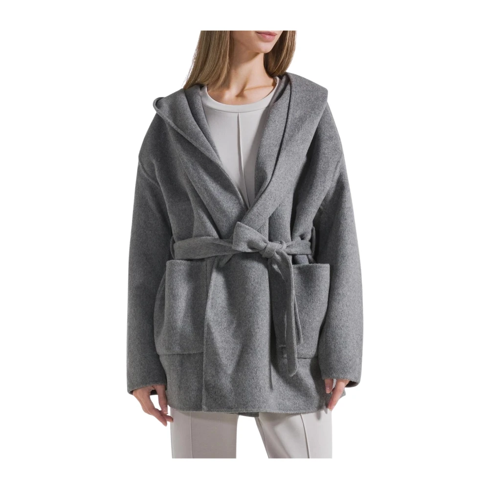 Deha Women's Gray Short Kimono Coat - Belted Coats - M - Coats
