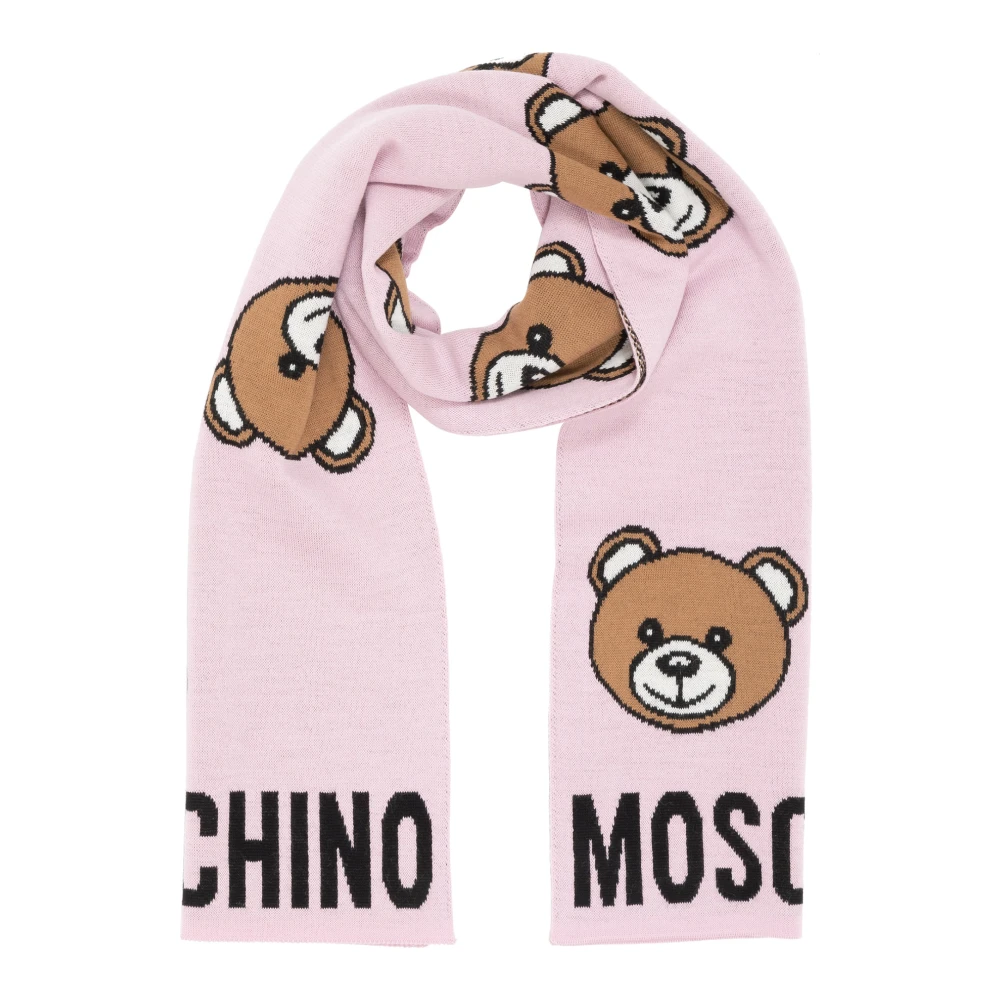 Moschino Abstract Multicolor Wollen Sjaal Pink Dames