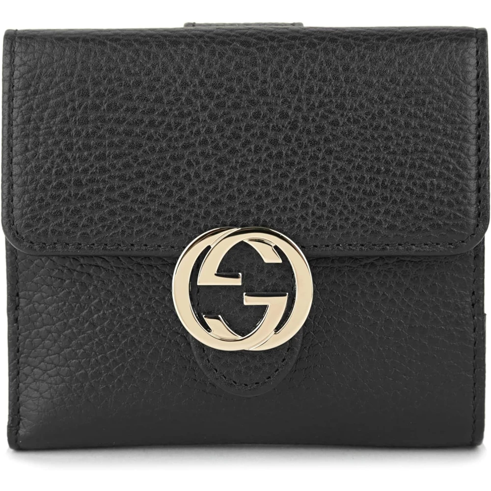 Gucci Interlock GG Bifold leren portemonnee Black Dames