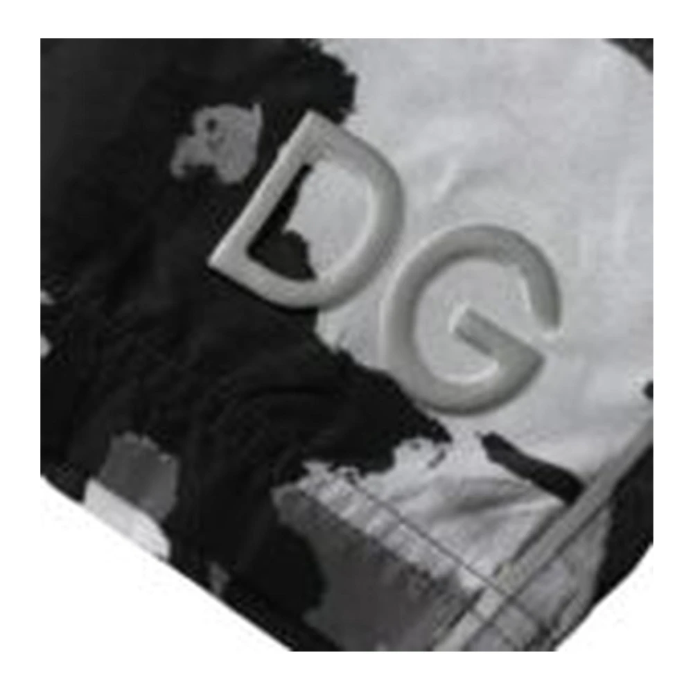 Dolce & Gabbana Camouflage Beachwear Shorts met Logo Black Heren