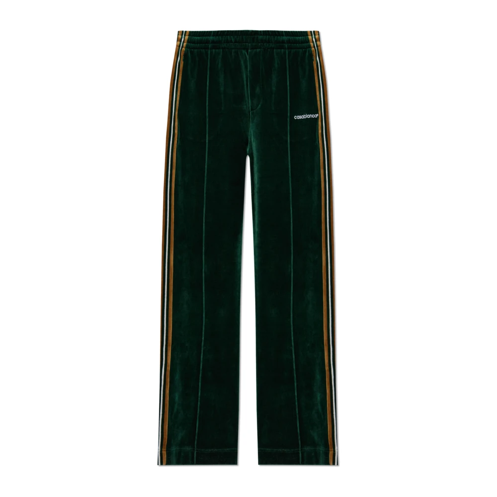 Casablanca Paris Men's Green & Brown Stripe Velour Track Pants, Size Medium By - Image 3