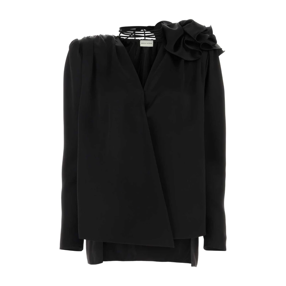 Magda Butrym Elegante Zwarte Satijnen Blouse Black Dames