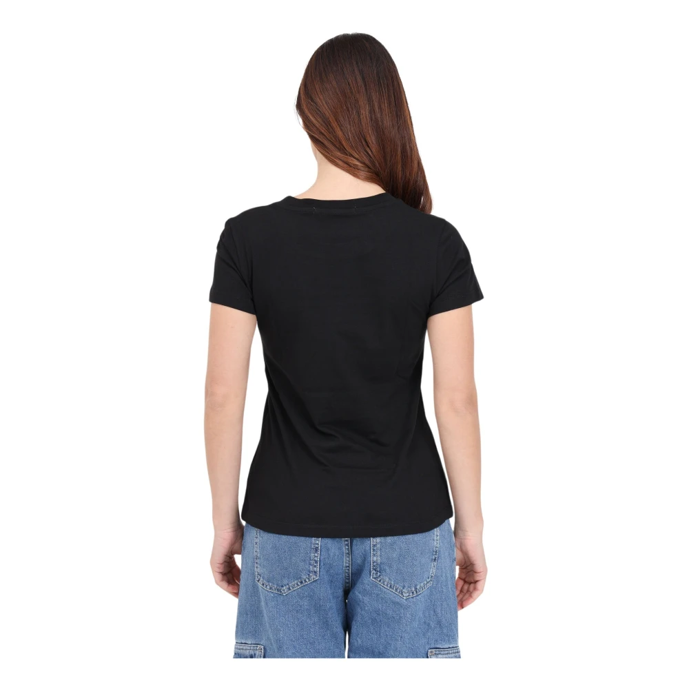 Calvin Klein Jeans Zwart T-shirt met wit logo Black Dames