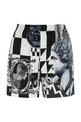 Shorts i siden med Medusa Collage-tryck