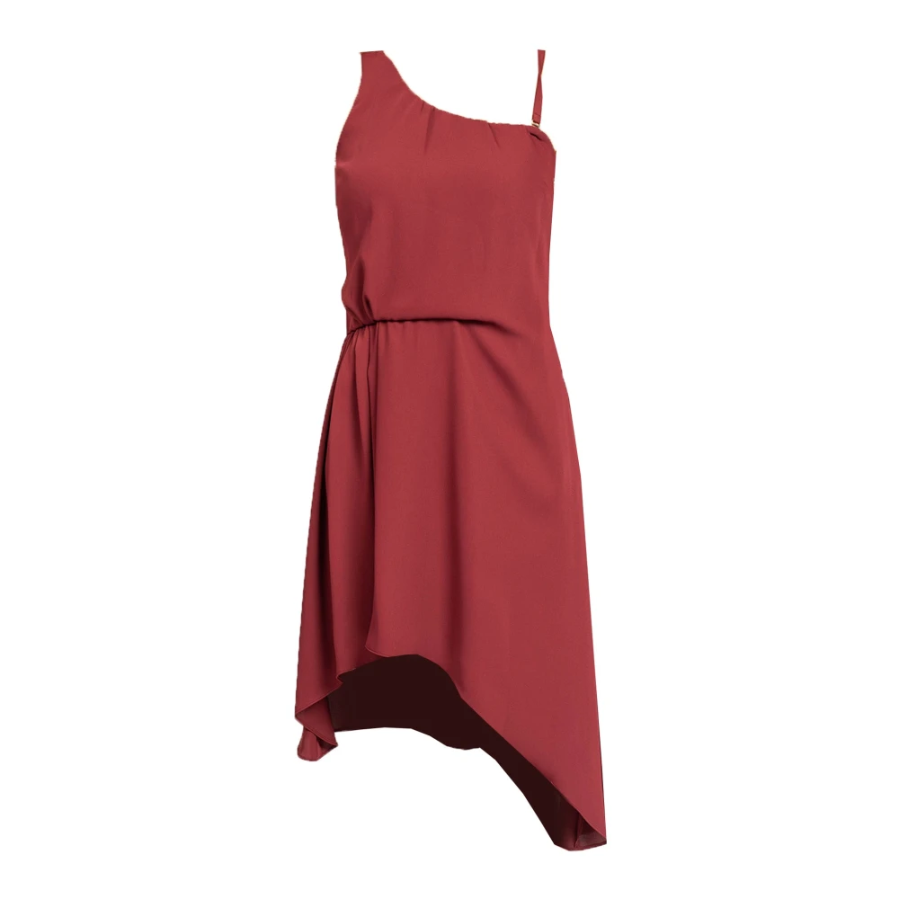 Patrizia Pepe Damen Rot Asymmetrisches Mini-Kleid Mit Reißverschluss