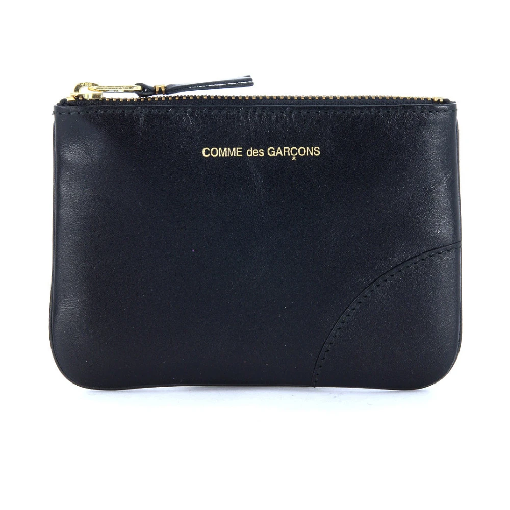 Comme des Garçons Zwarte portemonnee van kalfsleer met gouden logo Black Unisex
