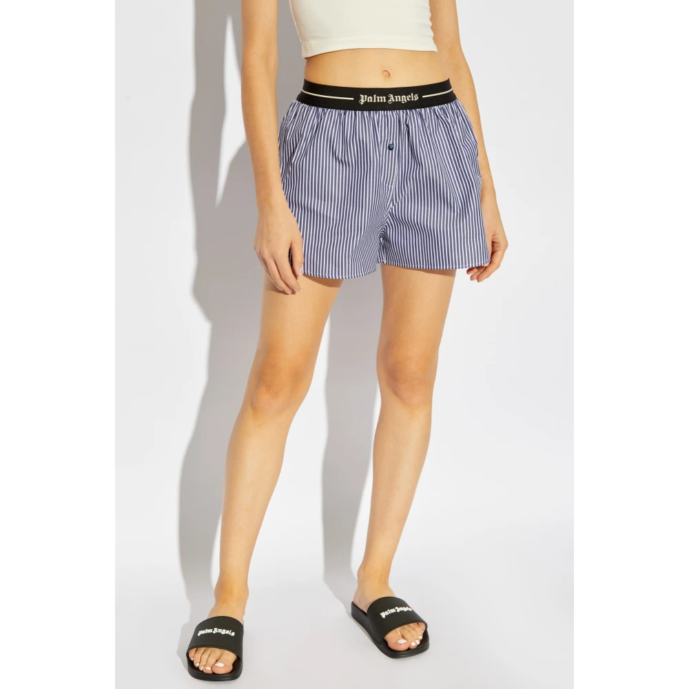 Palm Angels Gestreepte patroon shorts Blue Dames