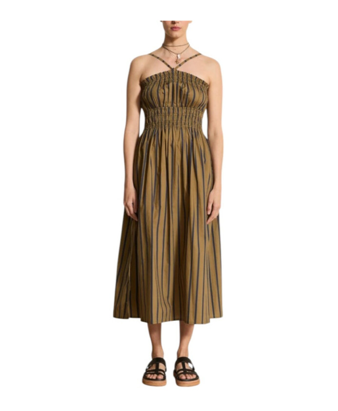 robe-longue-en-coton-a-rayures-bleu-fonce