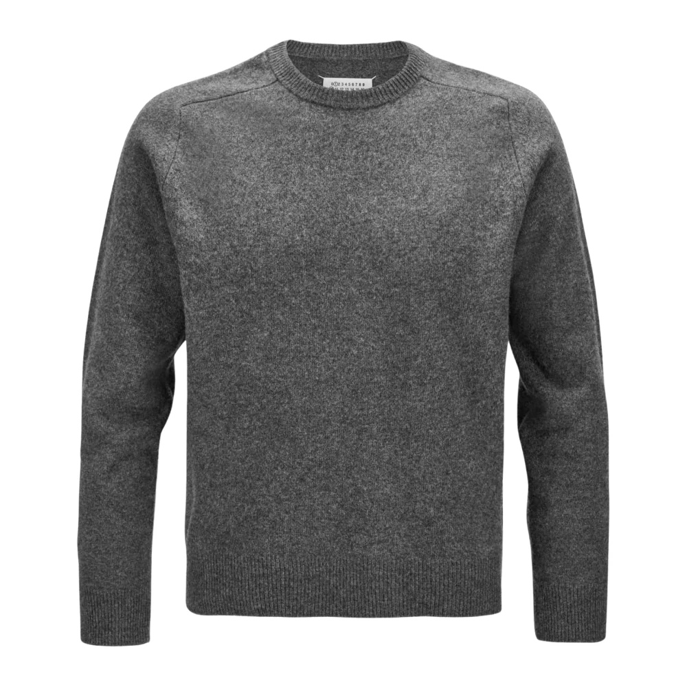 Maison Margiela Grijze Wol Crew Neck Trui Gray Heren
