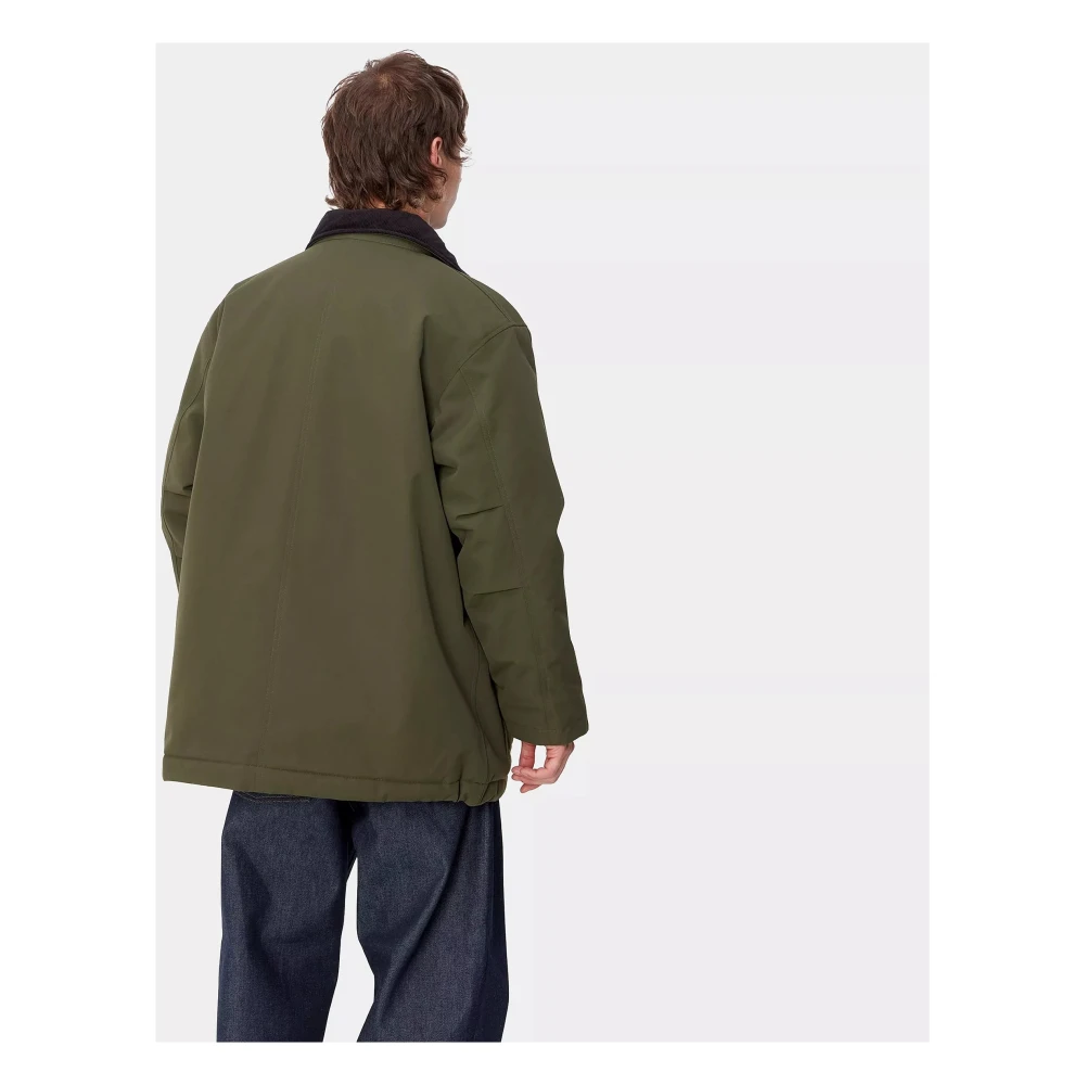 Carhartt WIP Nylonjas met ribfluwelen kraag Green Heren