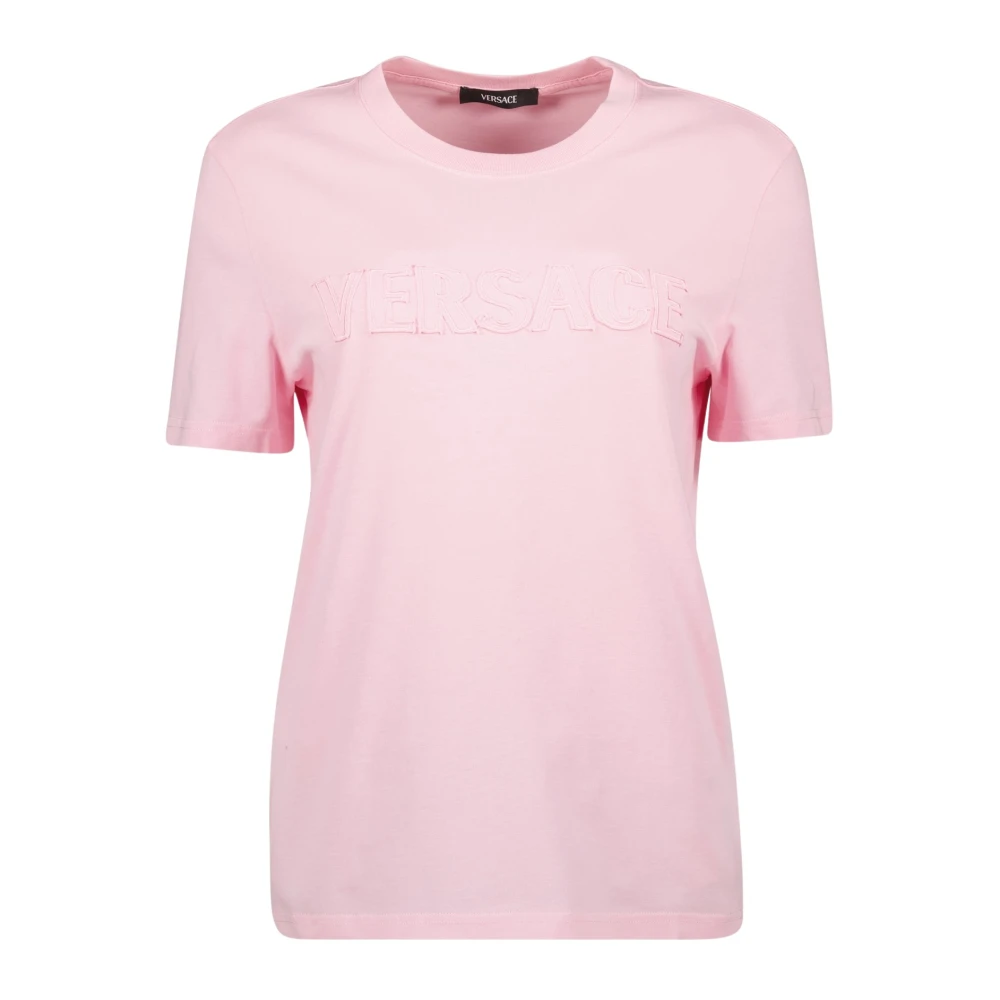 Versace Broderad logotyp T-shirt för kvinnor Pink, Dam