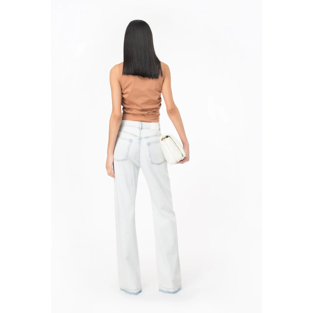 pinko Gebundelde Stretch Poplin Top Brown Dames