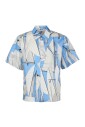 chemise-bleue-a-manches-courtes-imprimee