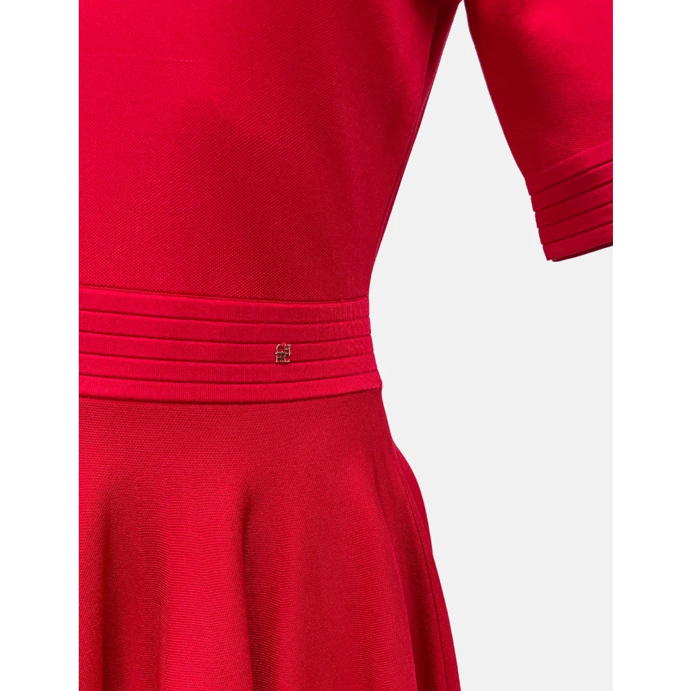Carolina Herrera Rode Jacquard Jurk met Aansluitend Bovenstuk Red Dames